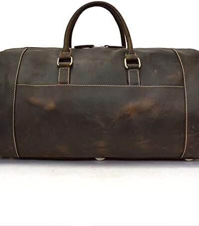 Men's Genuine Black Cowhide leather travel bag with shoe compartment