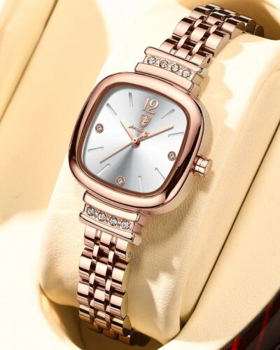 POEDAGAR 710 Women Crystal accents Quartz Watch Stainless Steel Strap Ladies Bracelet Watch
